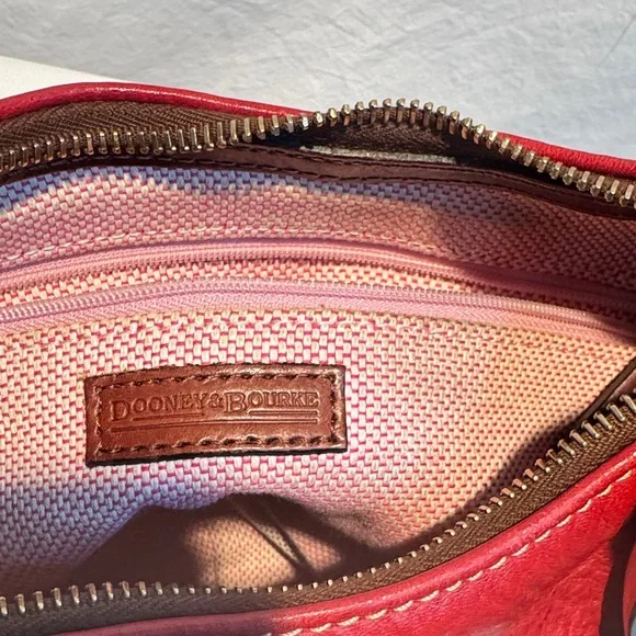 Dooney & Bourke Cherry Red Leather Hobo Shoulder Bag - Picture 8 of 15